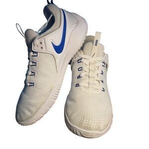 Nike Women’s Volleyball Court Shoes Size 9 White Blue Athletic Sneakers